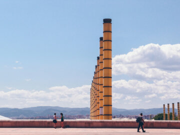Barcelona Street Photography, Parc Montjuic, olympic park columns