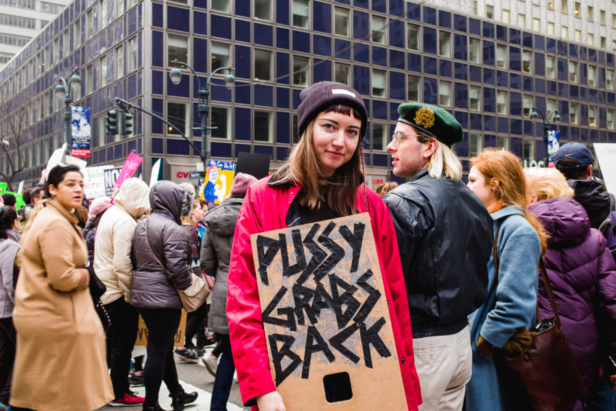 Portraits of People during Womans March on NYC, January 21st. 2017